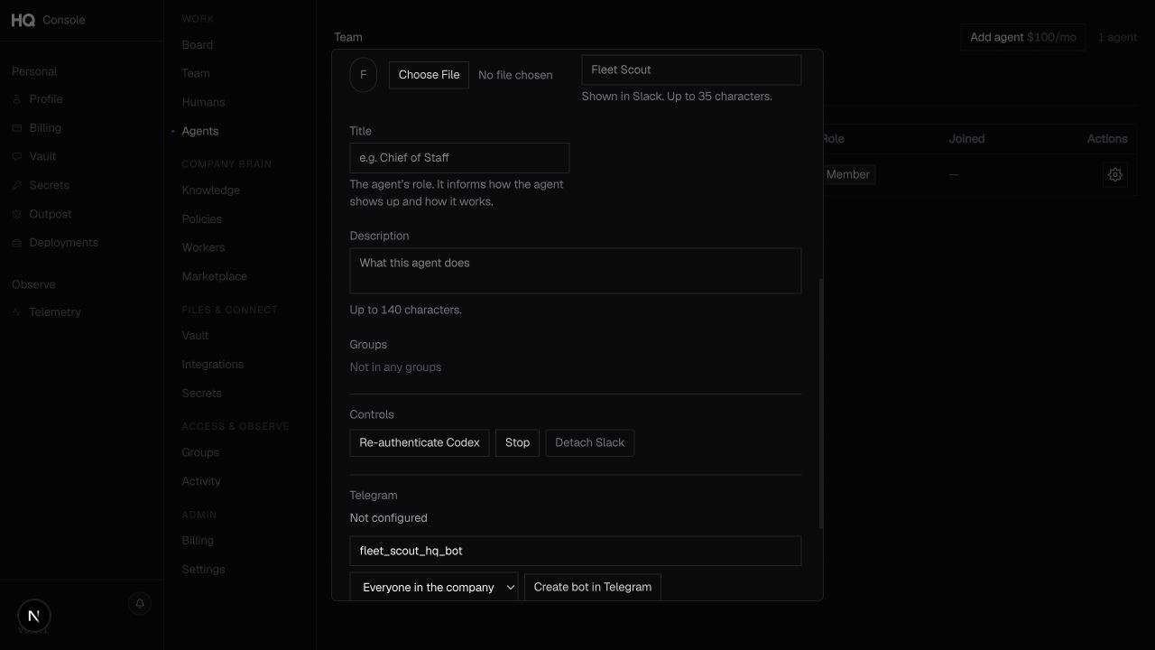 Fleet Agent channel connections and lifecycle controls